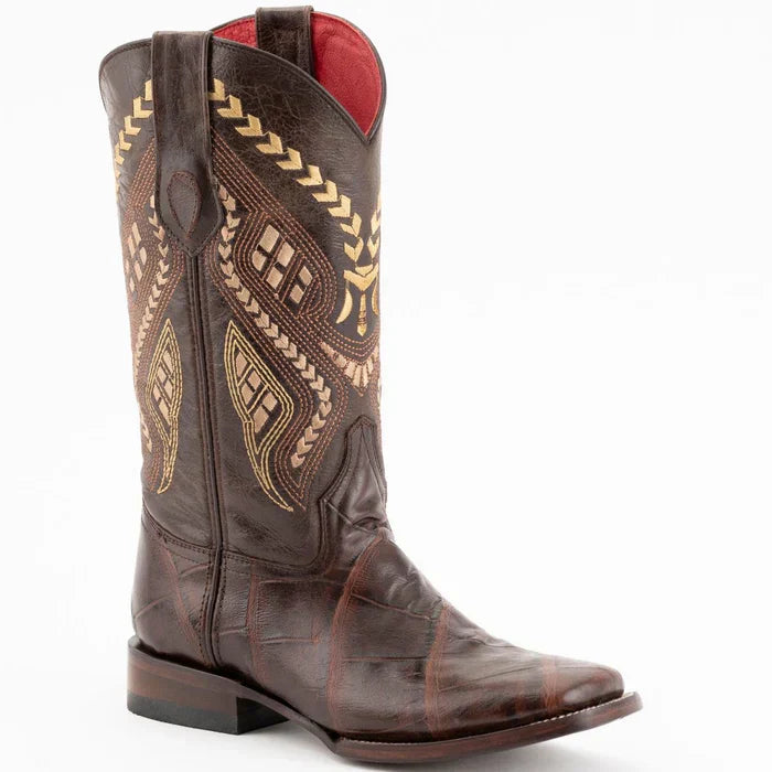 Ferrini Women's Jesse Square Toe Boots Alligator Print - Chocolate 9359309 - chocolate