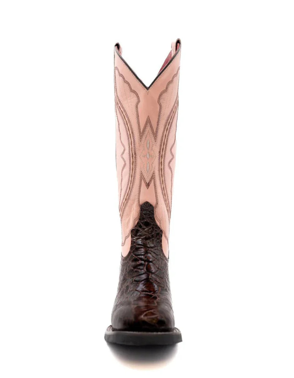 Ferrini Women's Kai Square Toe Boots Turtle Print - Chocolate - 6