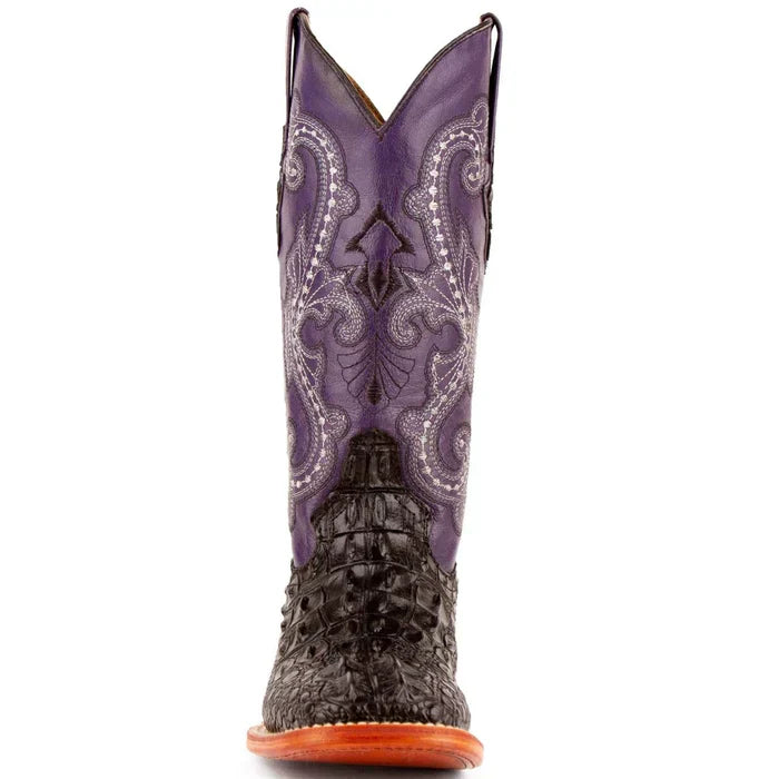 Ferrini Women's Rancher Square Toe Boots Crocodile Print - Black/Purple 9049304 - 6B