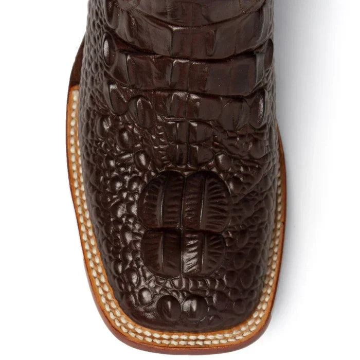 Ferrini Women's Rancher Square Toe Boots Crocodile Print - Chocolate/White 9049309 - 7.5B
