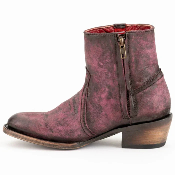 Ferrini Women's Stacey Round Toe Ankle Boots Handcrafted - Purple 6101148 - 6B