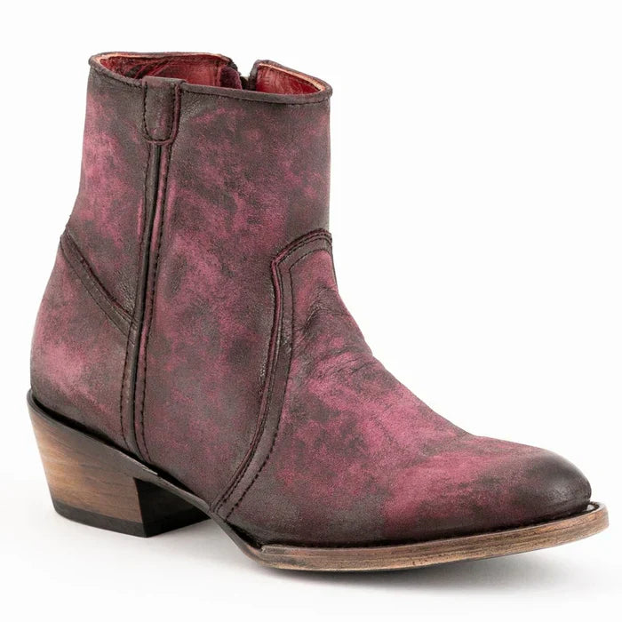 Ferrini Women's Stacey Round Toe Ankle Boots Handcrafted - Purple 6101148 - 6B