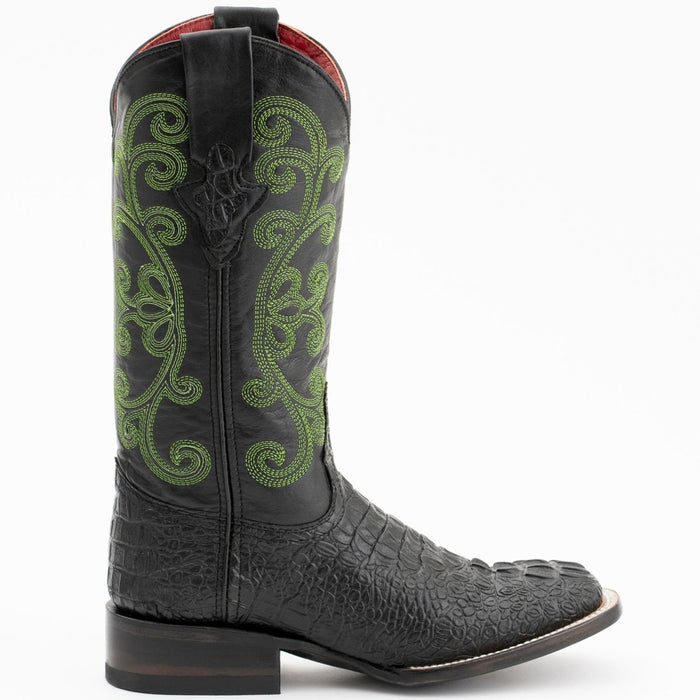Ferrini Women's Rancher Square Toe Boots Crocodile Print - Black/Purple - 6