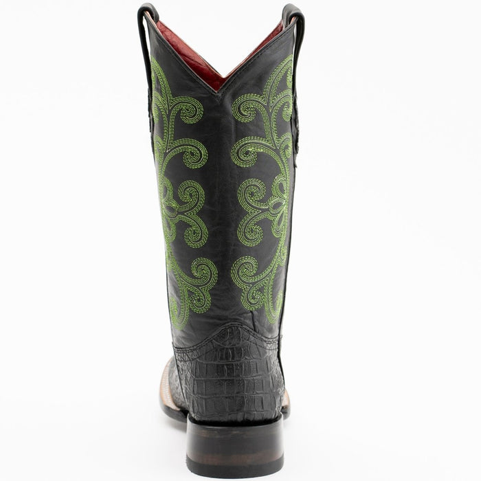 Ferrini Women's Rancher Square Toe Boots Crocodile Print - Black/Purple - 6
