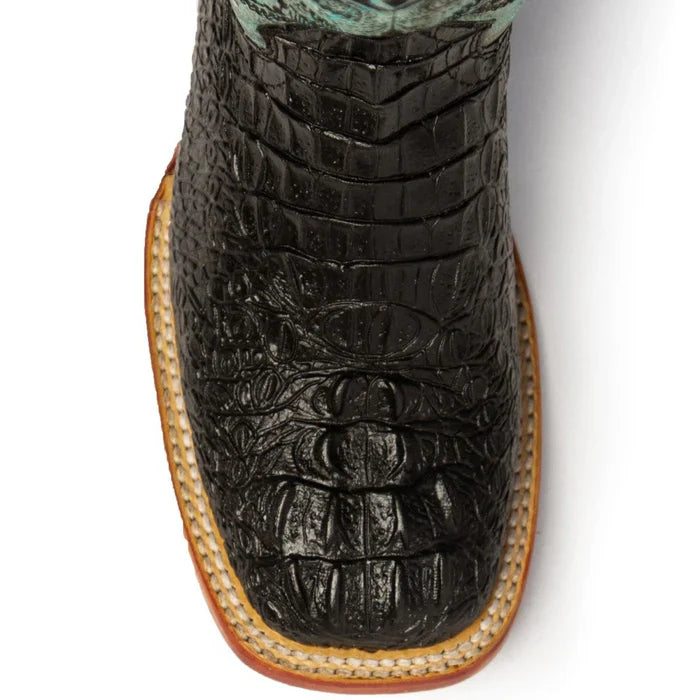 Ferrini Women's Stampede Square Toe Boots Crocodile Print - Black/Teal 9039350 - 6