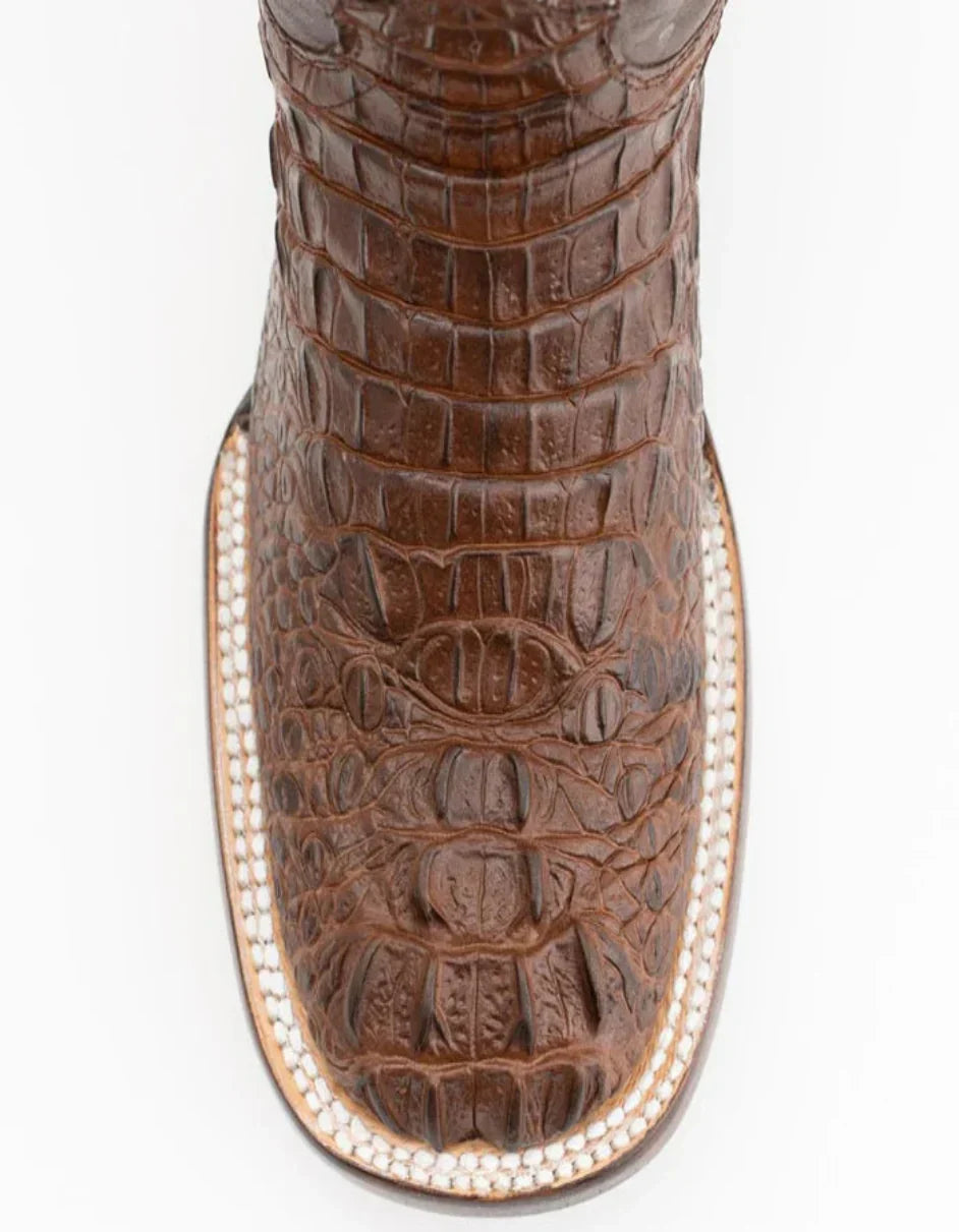 Ferrini Women's Stampede Square Toe Boots Crocodile Print - Rust Brown - 6B
