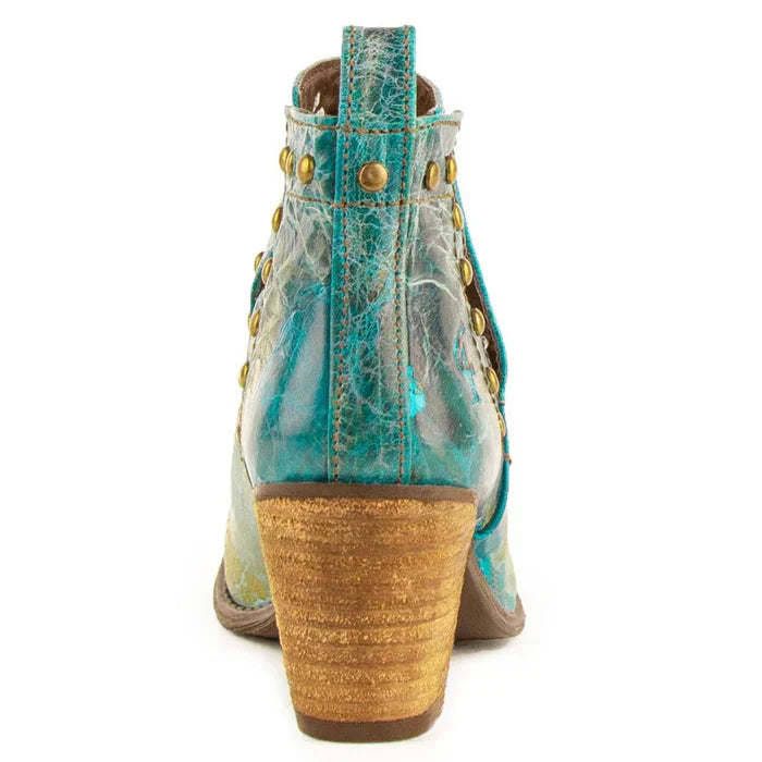 Ferrini Women's Stella Round Toe Ankle Boots Handcrafted - Turquoise 6101450 - 6B