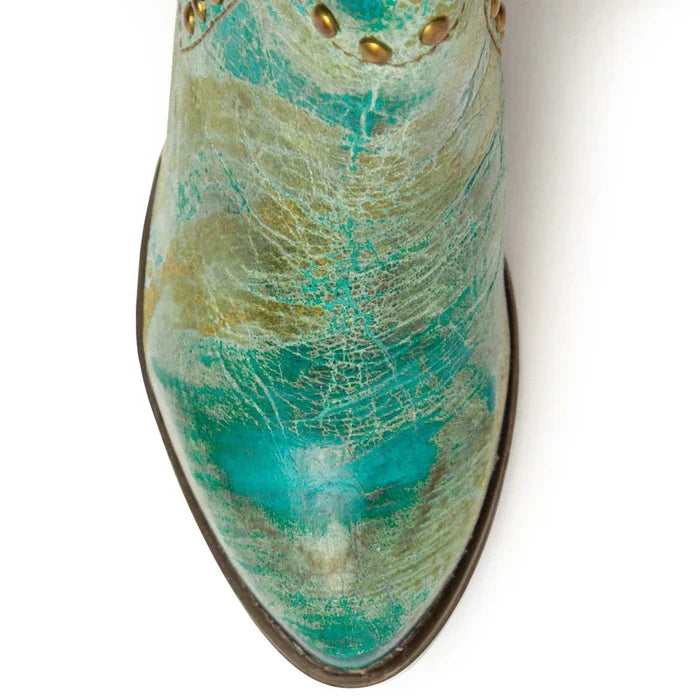 Ferrini Women's Stella Round Toe Ankle Boots Handcrafted - Turquoise 6101450 - 6B