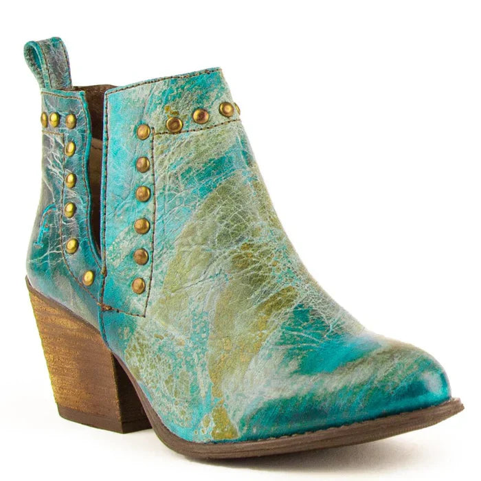 Ferrini Women's Stella Round Toe Ankle Boots Handcrafted - Turquoise 6101450 - 6B