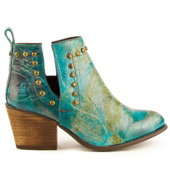 Ferrini Women's Stella Round Toe Ankle Boots Handcrafted - Turquoise 6101450 - 6B
