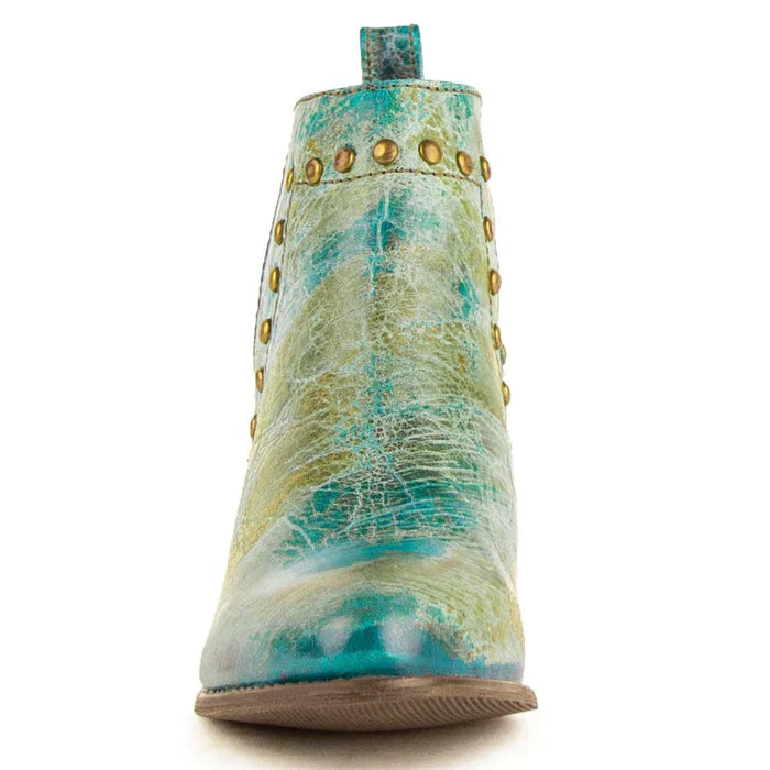 Ferrini Women's Stella Round Toe Ankle Boots Handcrafted - Turquoise 6101450 - 6B