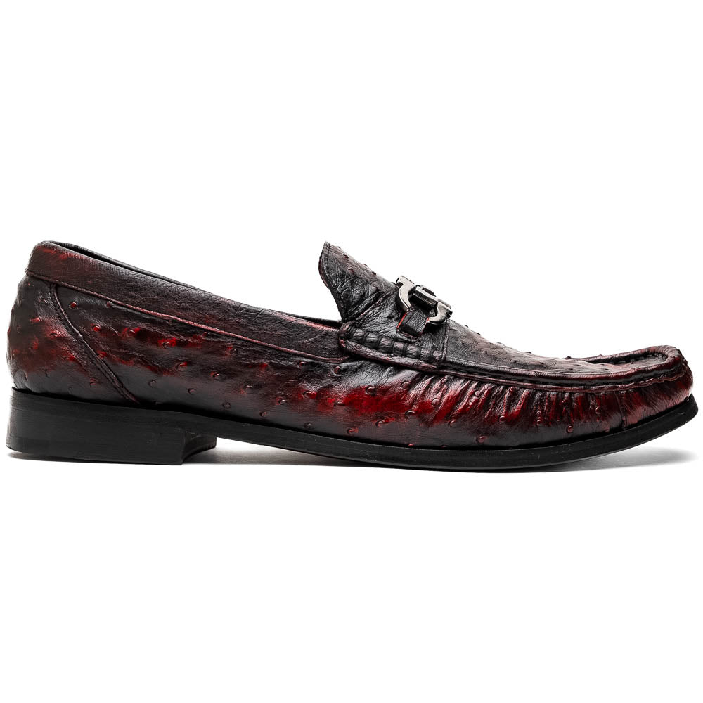 Marco Di Milano Ferrioni Ostrich Black Cherry Bit Loafer - 8