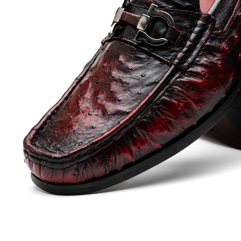 Marco Di Milano Ferrioni Ostrich Black Cherry Bit Loafer - 8