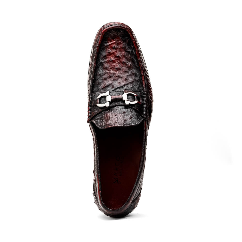 Marco Di Milano Ferrioni Ostrich Black Cherry Bit Loafer - 8