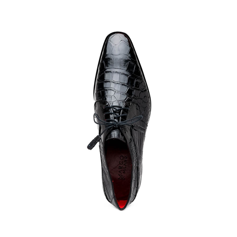 Marco Di Milano Fitipaldi Black Alligator Derby Shoe - 9