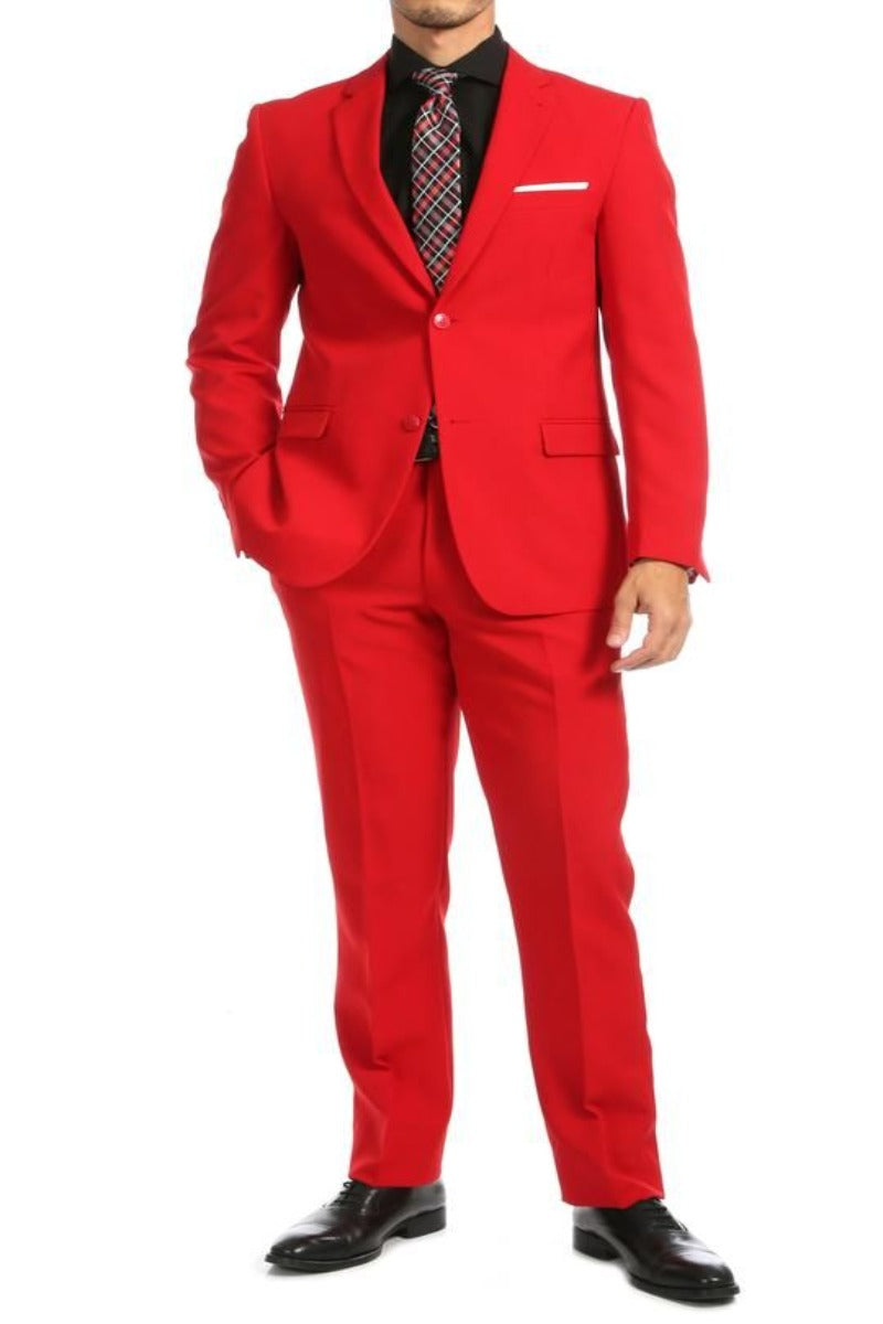 Vinci Men's Big & Tall 2-Piece Poplin Suit - Discounted Prices Purple - 38 Short Jacket+32 Waist Adjustable 28to34)(Height: 5 4 to5 7 )(Neck 15-16.5)S-M)