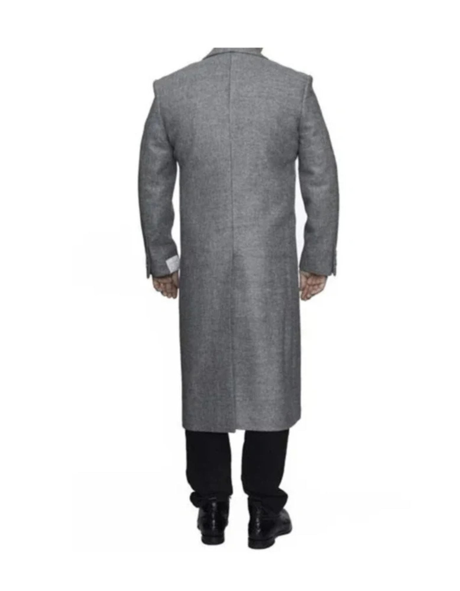 Full Length Light Grey Ankle length Wool Dress Top Coat / Overcoat - Coat Size 38