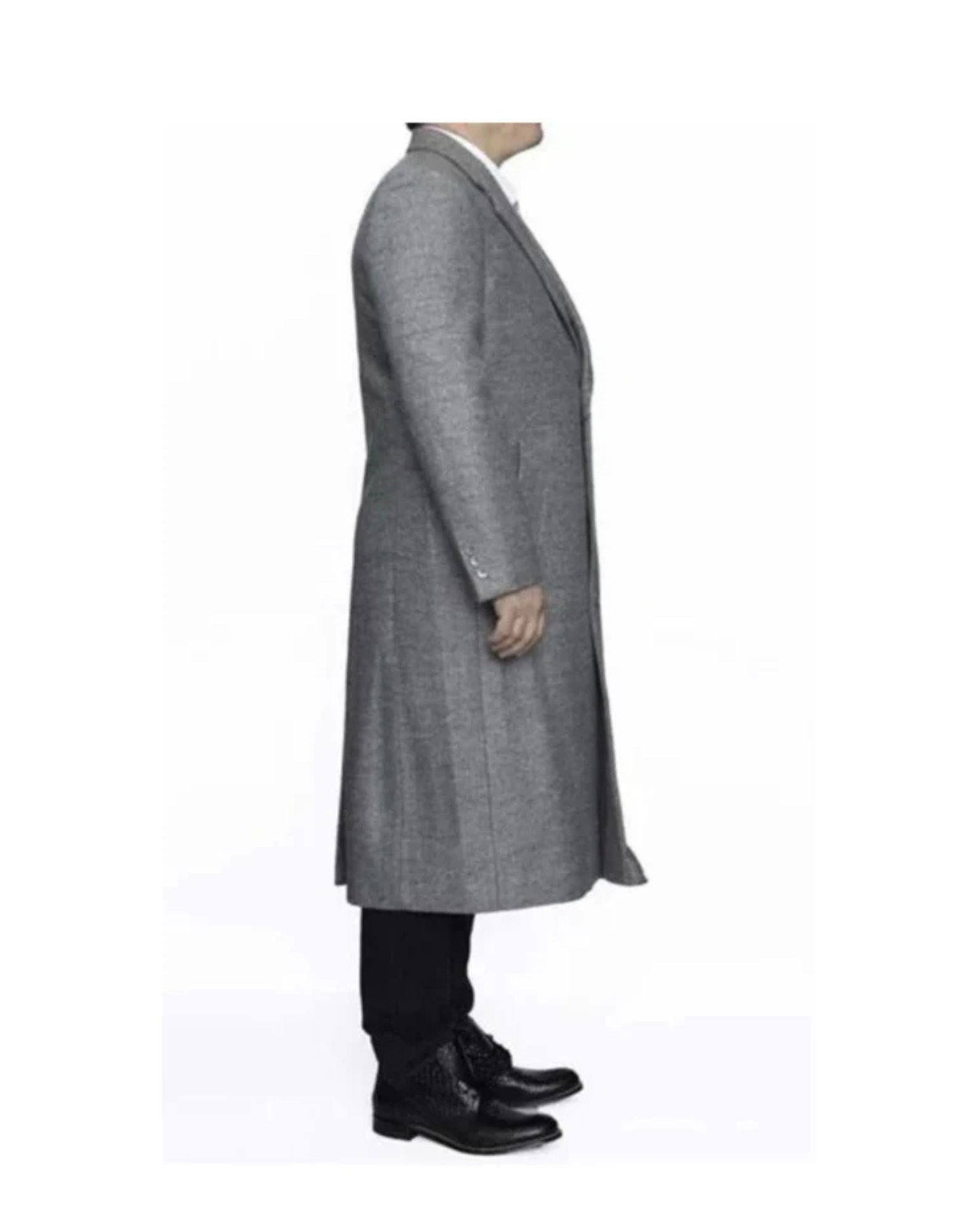 Full Length Light Grey Ankle length Wool Dress Top Coat / Overcoat - Coat Size 38