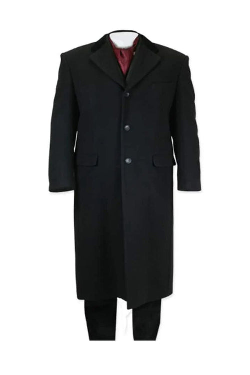 Full Length Long men's Dress Topcoat - Winter coat in Black