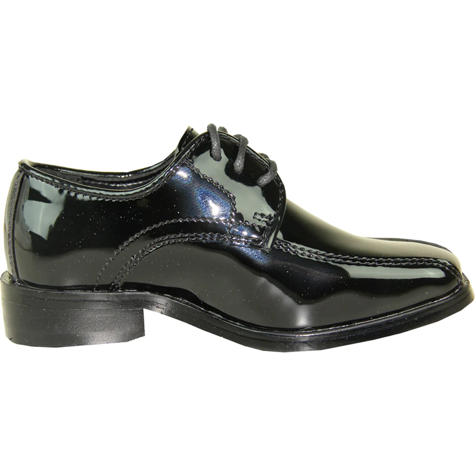 "Black Men's Classic Bicycle Toe Patent Tuxedo Shoes" - 6.5M