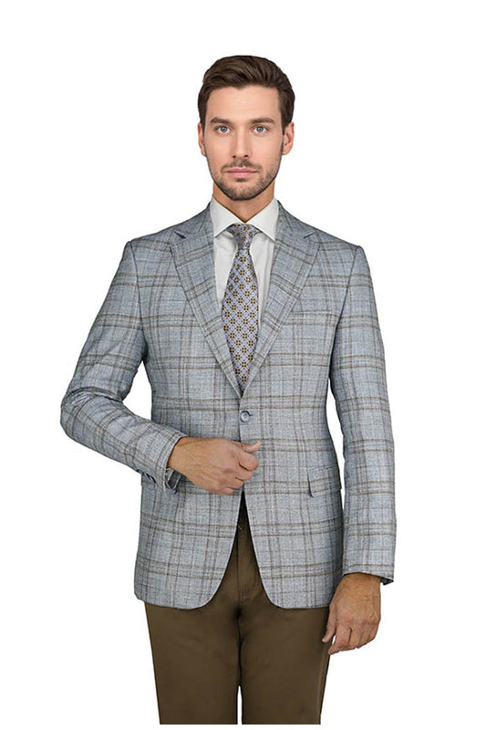 Enzo Tovare Mint & Taupe Windowpane Sports Jacket