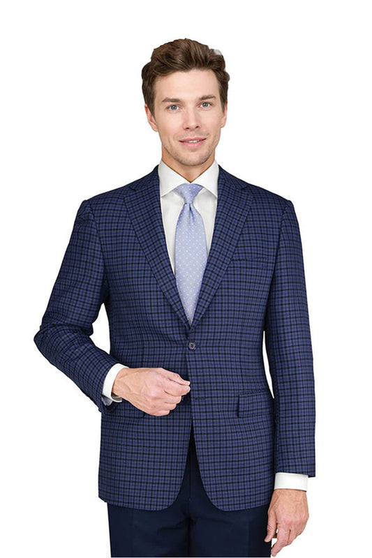 Enzo Tovare Dark Blue Check Sports Jacket