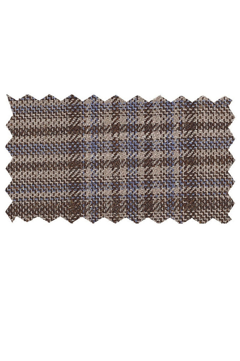Enzo Tovare Taupe & Blue Plaid Sports Jacket - Modern