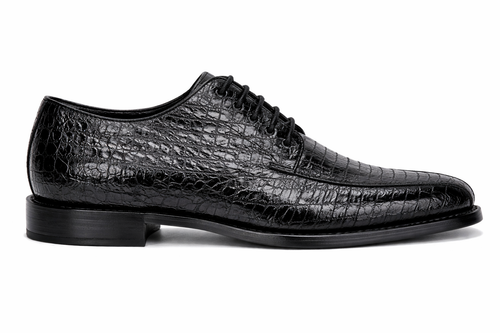 Genuine Hornback Crocodile Shoes: Men's Belvedere Chapo Black Exotic Dress Shoes-New Designer Collection