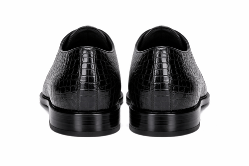 Genuine Hornback Crocodile Shoes: Men's Belvedere Chapo Black Exotic Dress Shoes-New Designer Collection