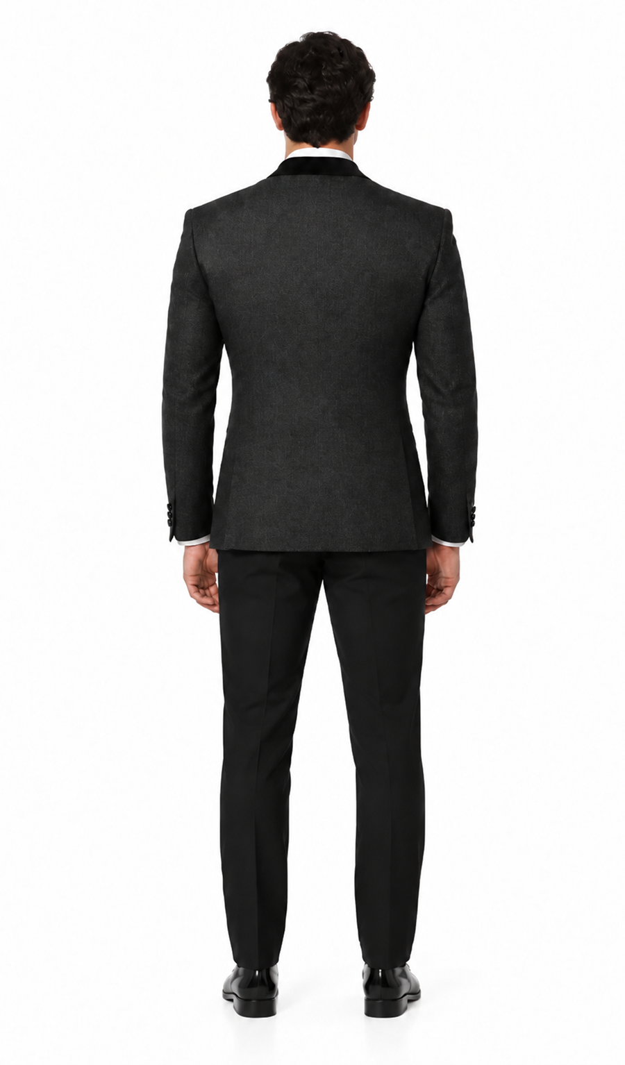 Gianni | Black with Black Velvet Lapel 3-Piece Tailored-Fit Tuxedo Black Velvet Suits and Tuxedos