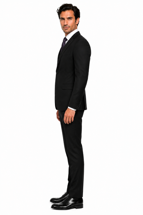 Giorgio Fiorelli Men's 2 Button 3 Piece Modern Fit Suits Black Suit