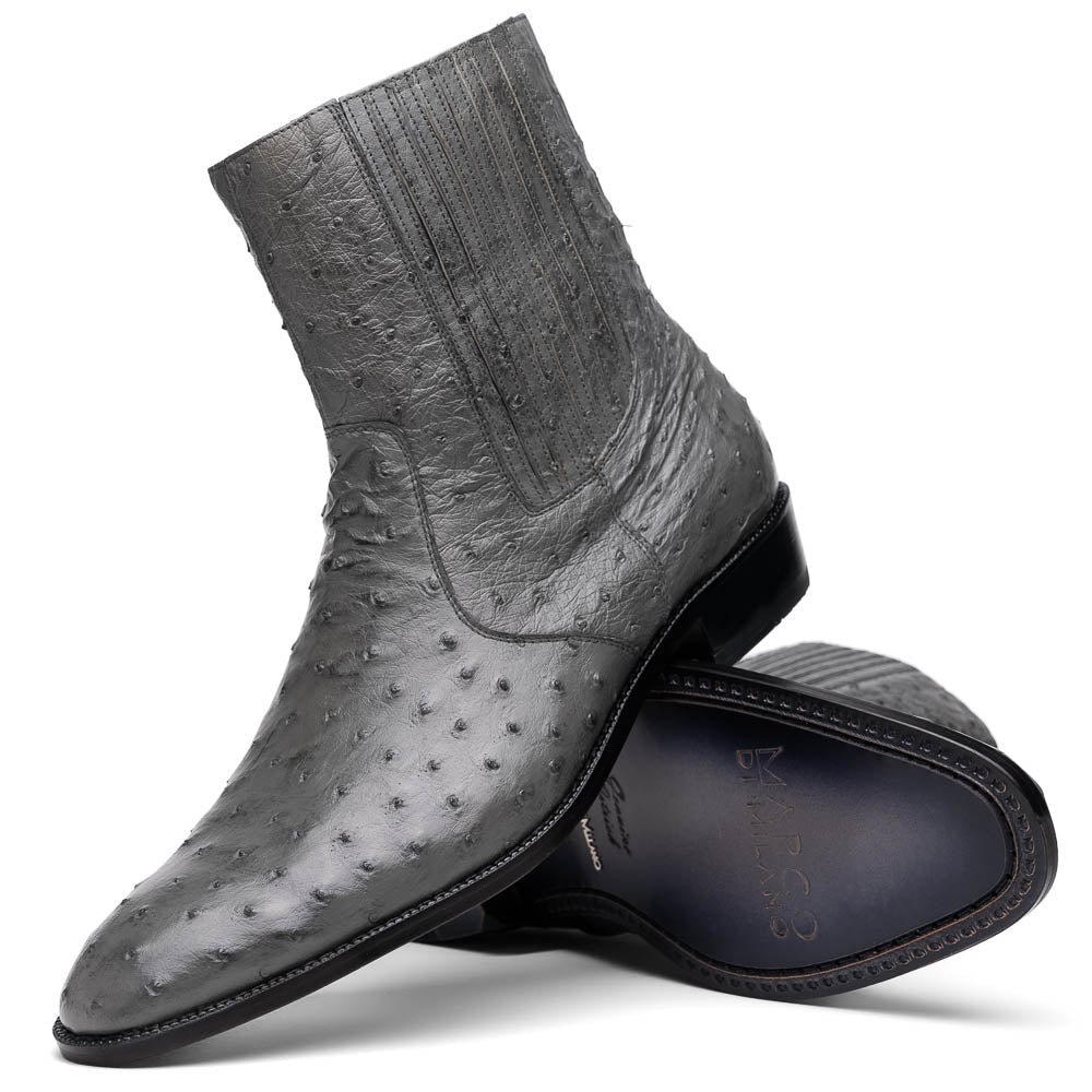 Marco Di Milano Giorgio Gray Serpentine Ostrich Quill Dress Boots - 8.5