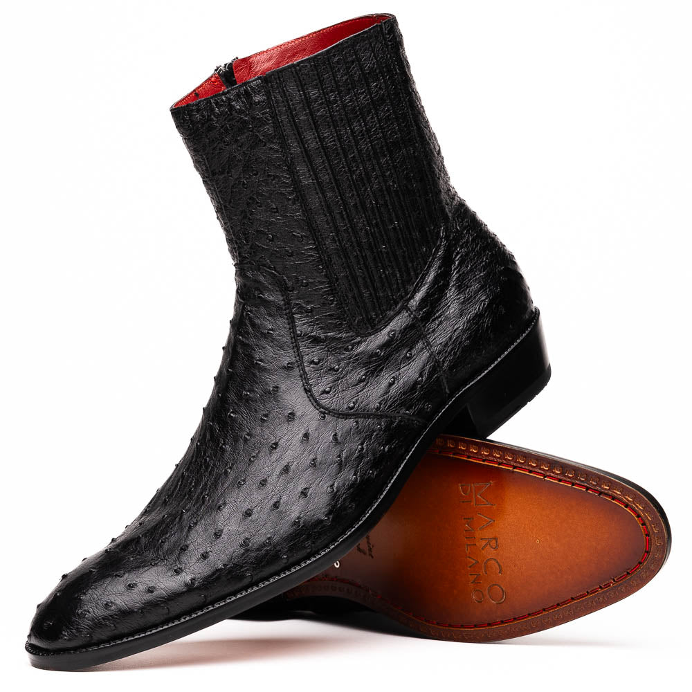 Marco Di Milano Giorgio Black Ostrich Quill Dress Boots - 8
