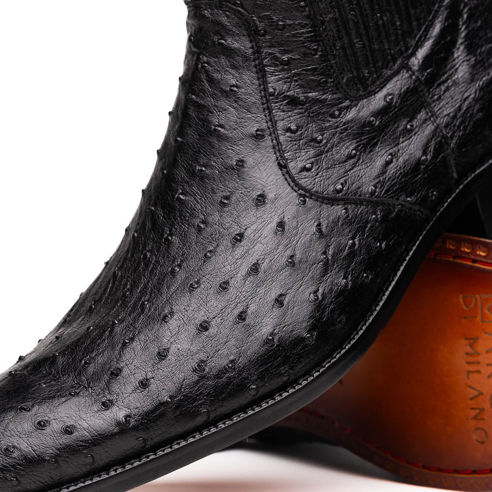 Marco Di Milano Giorgio Black Ostrich Quill Dress Boots - 8