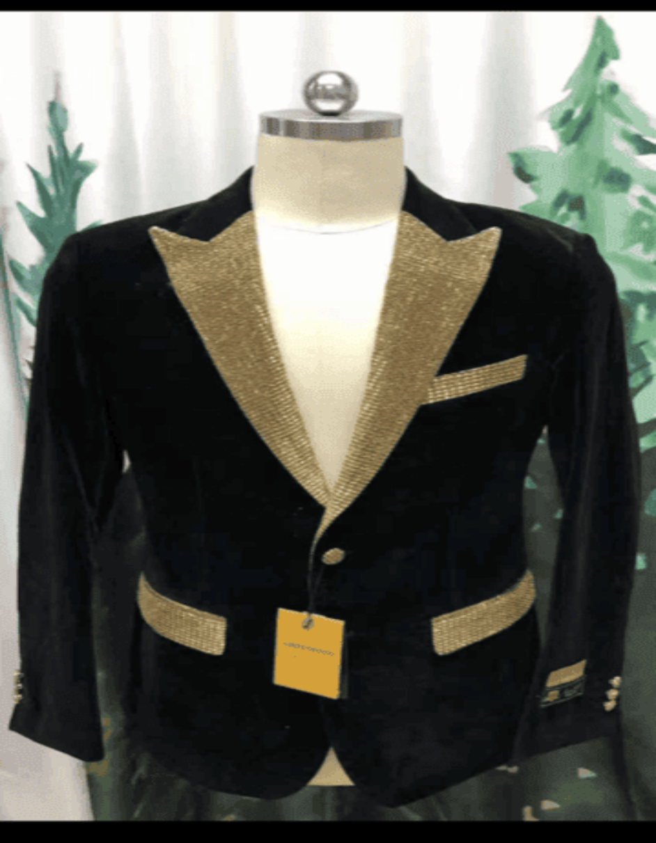 2 Button Gold/black Groomsmen Suits - Black/Gold