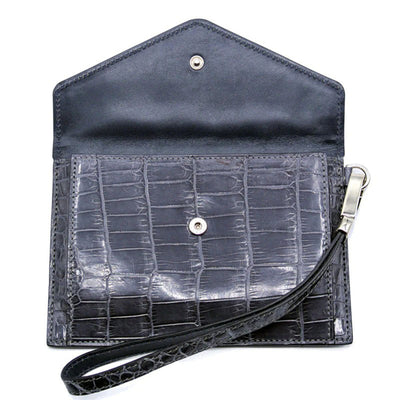 Zelli Gracen Genuine Nile Crocodile Envelope in Gray | A Zelli Italia Collaboration