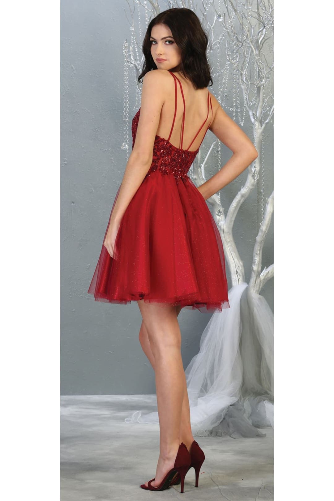 Quince Dama Dresses - Short Quinceanera Dresses in Color Burgundy - 4