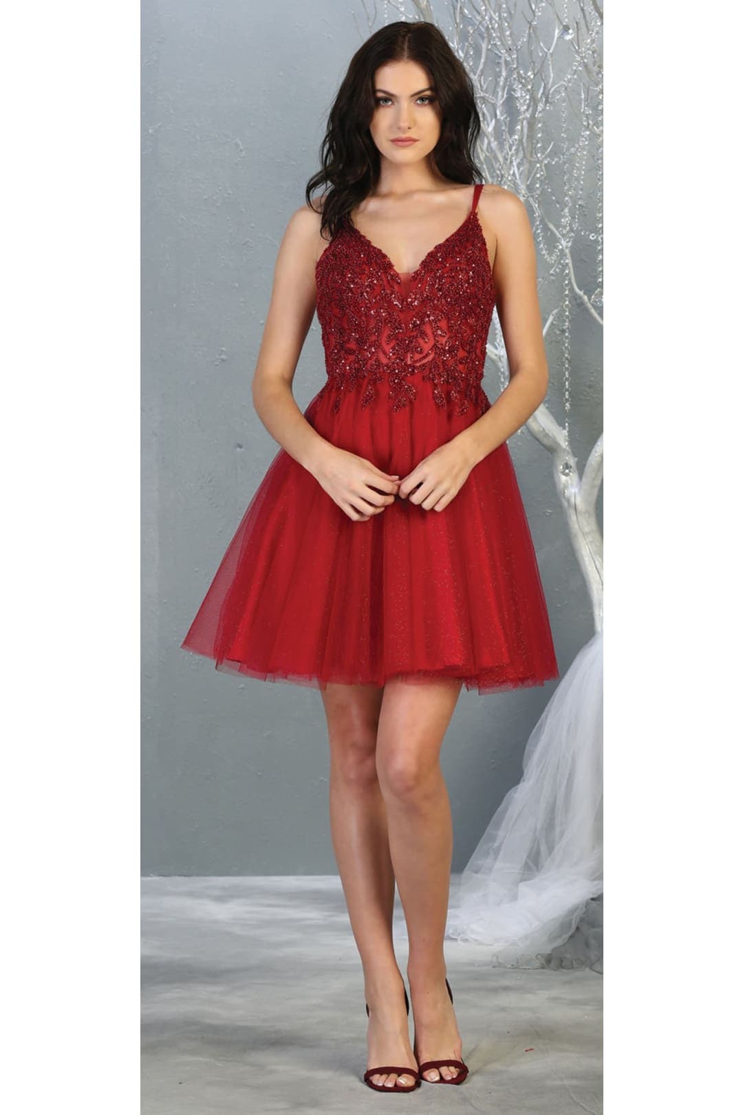 Quince Dama Dresses - Short Quinceanera Dresses in Color Burgundy - 4