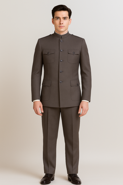 Apollo King Men's 2 Piece Nehru Style Suit Fashion Pockets-New Designer Collection