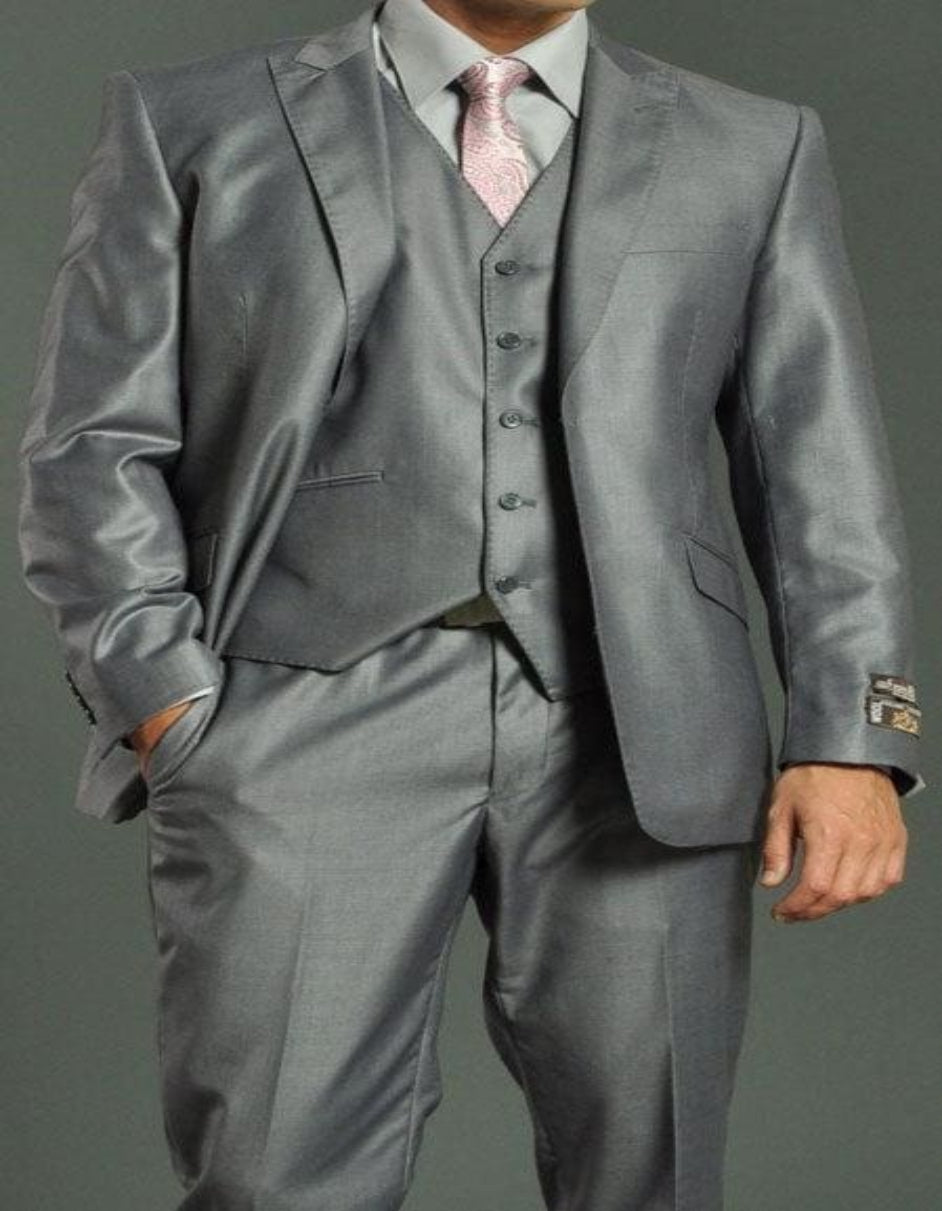 36S Gray Groomsmen Suits - Vented Grey Groom Suits