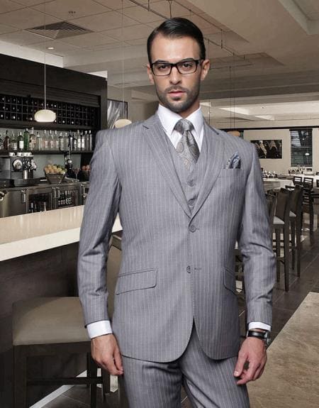 Two Button Grey Groom Suits - 36S