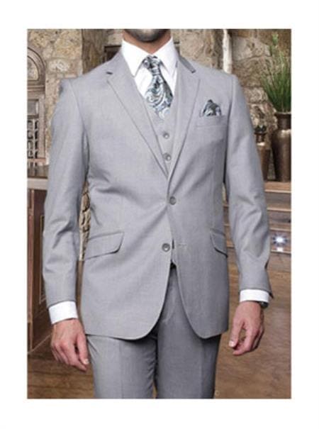 Gray Groomsmen Suits - 2 Button Grey Groom Suits - Gray