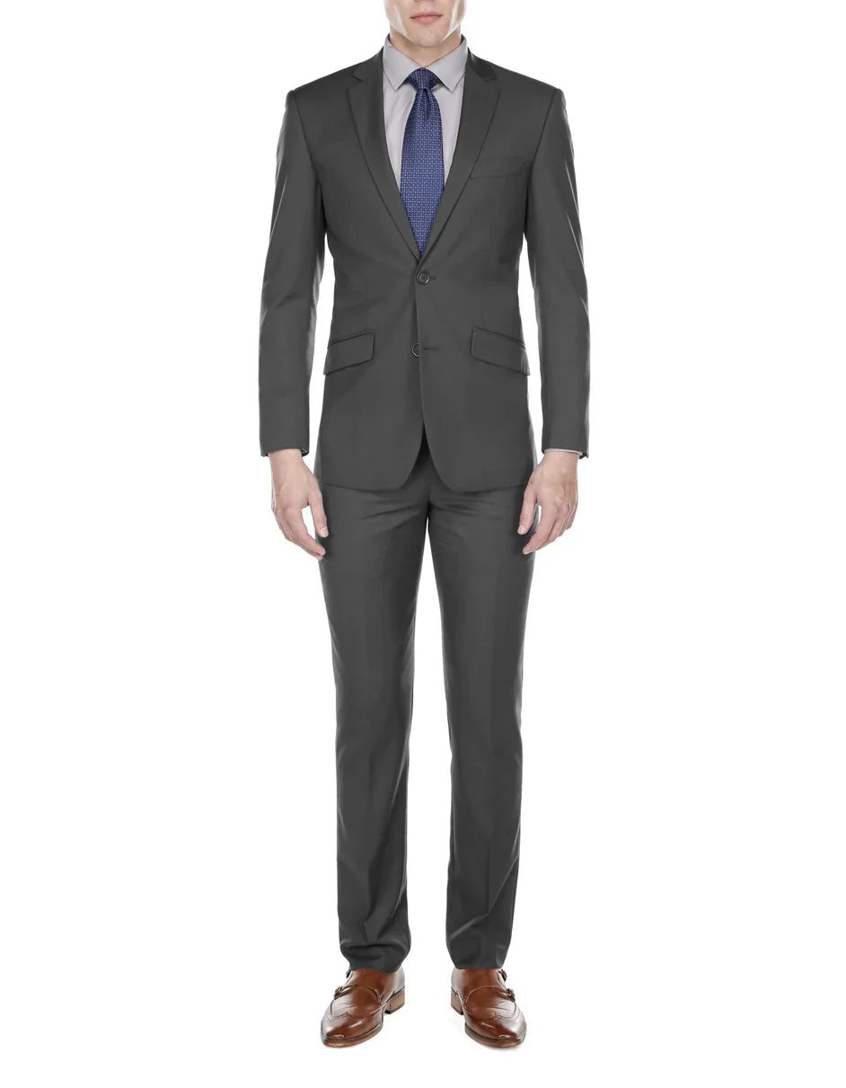 Gray Groomsmen Suits Mens Slim Modern Suit Grey - Gray