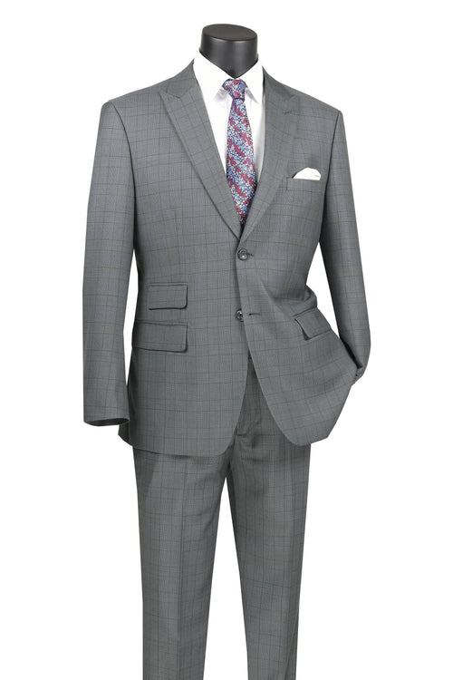 Modern Fit - Gray Windowpane Modern Fit Suit