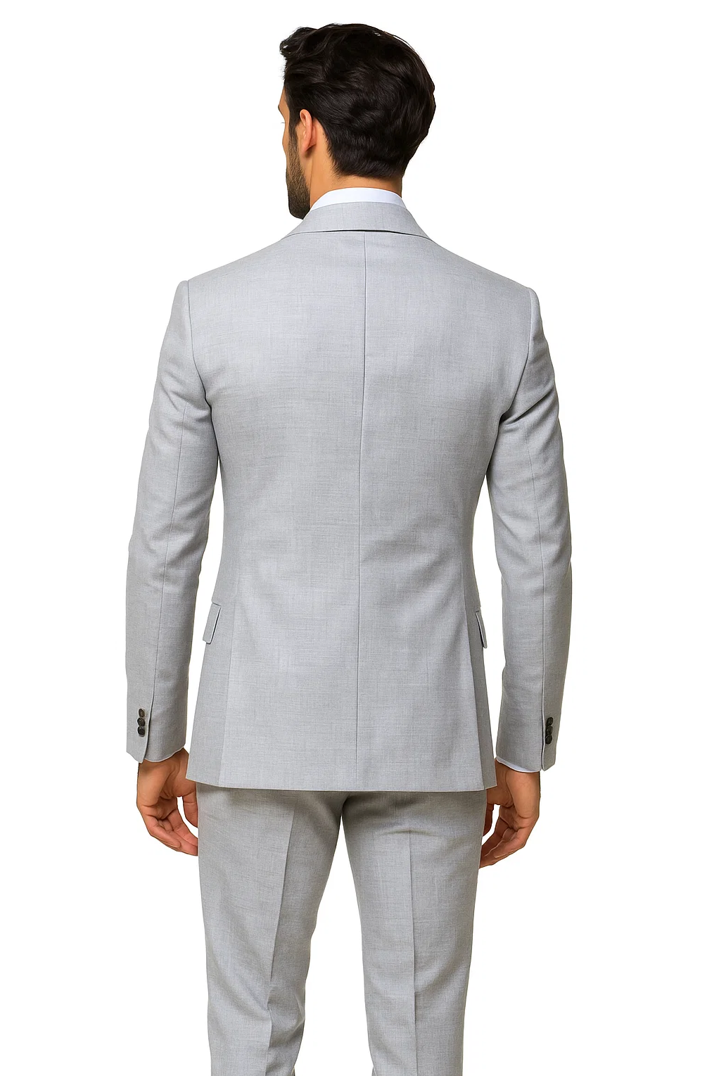 Suits With Baggy Pleated Pants - Wide Leg Pants 100% Wool - Classic Fit in Grey One Button 3 Piece Suit by Rossiman - 38 Regular