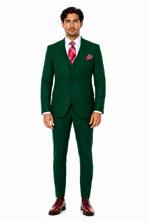 Green Double Breasted Suit Many Styles & Brands $99UP Hunter Green Peak Lapel 100% Percent Fabric Double Breasted Slanted Vest