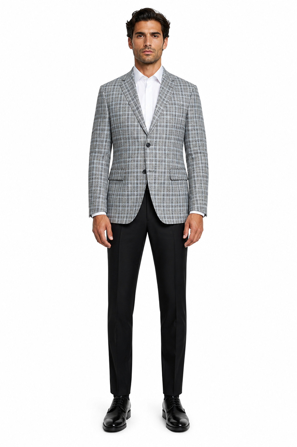 Grey Wool Modern Fit Plaid blazers Sport Coat