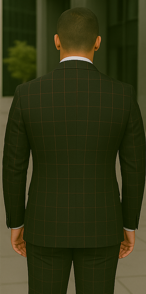 Wool Suit - Italian Made Business Suit by Statement Men's 3 Piece 100% Wool Modern Fit Suit - Bold Accent Color - 38R