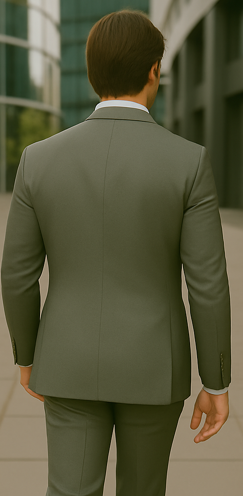 Modern Fit - Wool Suit - Italian Made Business Suit by Statement Men's 2 Piece 100% Wool Modern Fit Suit - Subtle Windowpane
