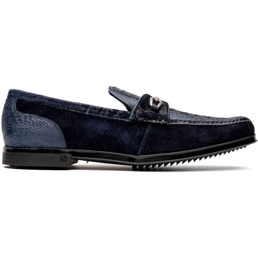 Marco Di Milano Navy Hugo Sueded Ostrich Leg Bit Loafers - 8